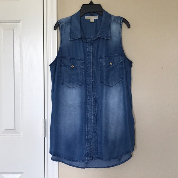 Michael Kors Tops - Michael Kors blue jean shirt (size M)